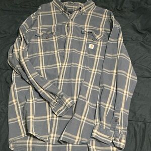 Carhartt Gray and Cream Plaid Shirt